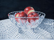 crystal bowl with apples